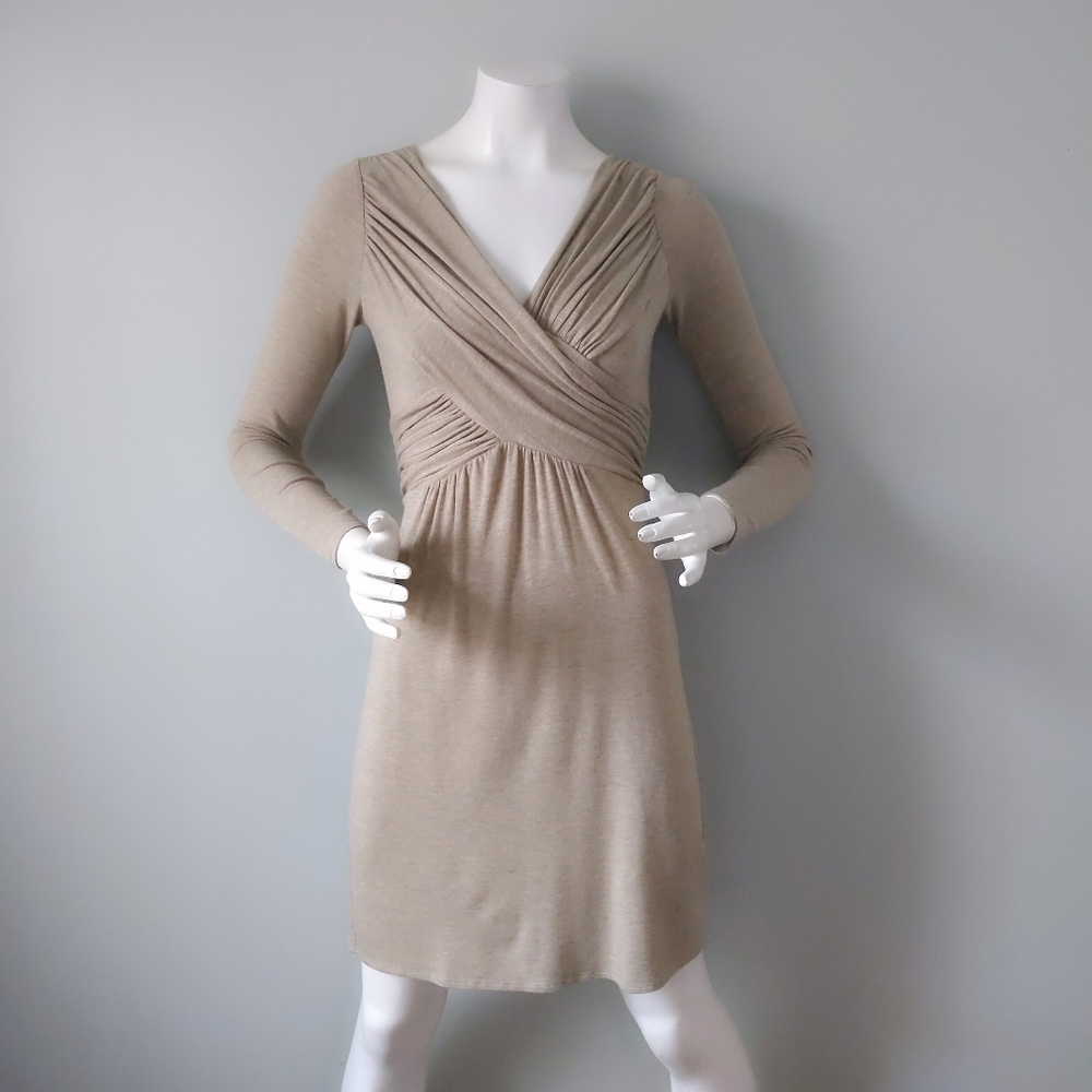 Vtg Max Studio Heather Green Grecian Wrap Dress XS